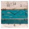 Nástěnné hodiny MODRÉ DŘEVO sklo 30 x 30 cm