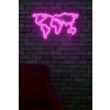 Nástěnná dekorace s LED osvětlením WORLD MAP růžová