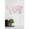 Nástěnná dekorace s LED osvětlením WORLD MAP růžová
