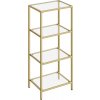 Industriální skleněný regál 40x30x95cm zlatý čirý