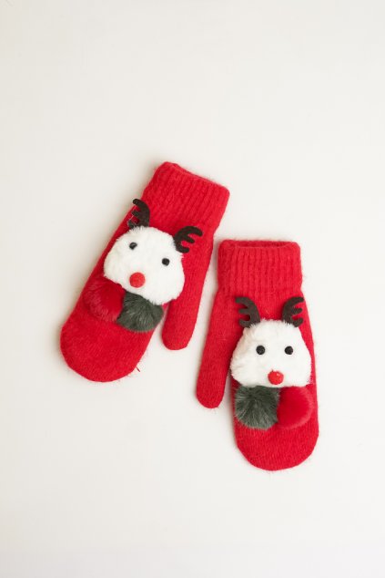 Dámske rukavice s vianočným motívom červené