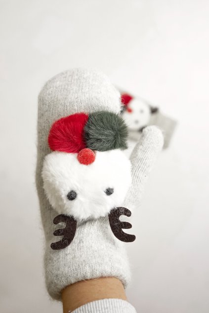 Dámske rukavice s vianočným motívom sivé