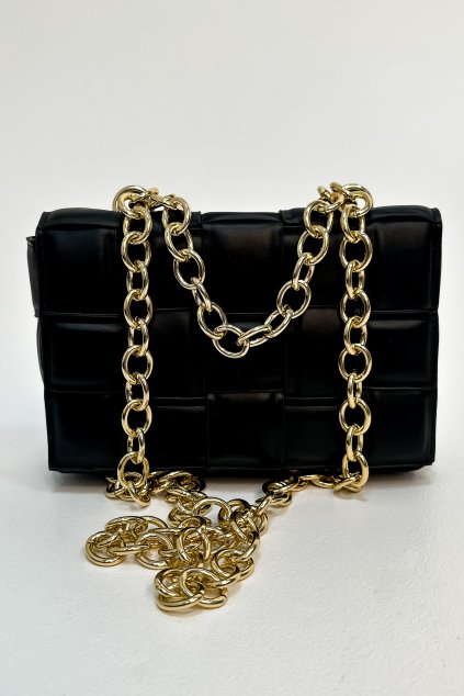 Preplietaná crossbody kabelka čierna
