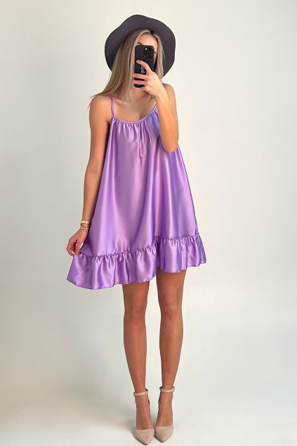Oversize lesklé šaty fialové