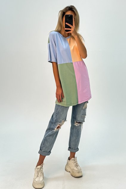Farebné bavlnené oversize tričko
