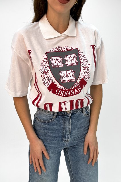 Oversize tričko harvard biele