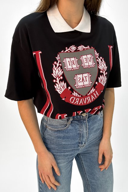 Oversize tričko harvard čierne