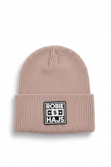 Úpletová čiapka s nápisom ružová