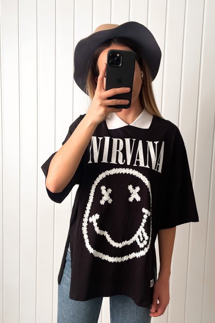 Oversize tričko Nirvana čierne