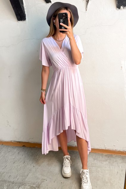 Asymetrické šaty z jemnej bavlny fialové
