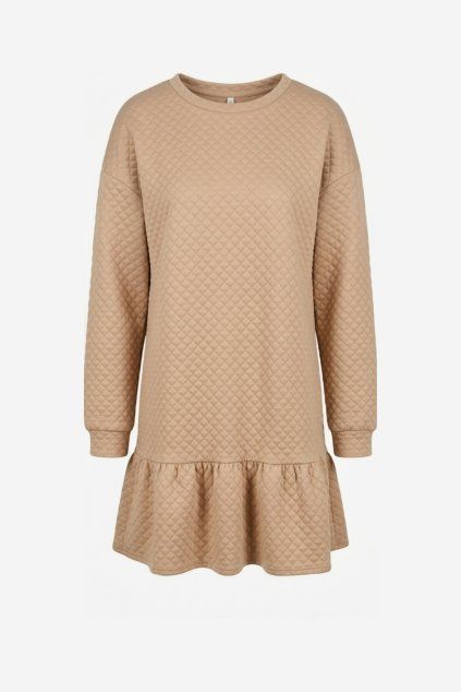 Oversize šaty s volánikom béžové