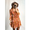 Volánové kvetinové šaty oranžové