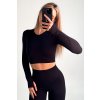 Športové crop-top tričko s dlhým rukávom a výrezom na palec