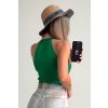 Top ku krku s výrezmi z úpletu zelený