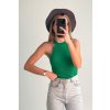 Top ku krku s výrezmi z úpletu zelený