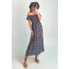 Viskózové midi šaty s kvietkami čierne