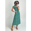 Viskózové midi šaty s kvietkami zelené