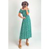 Viskózové midi šaty s kvietkami zelené