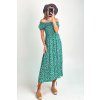 Viskózové midi šaty s kvietkami zelené