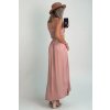Dlhé viskózové šaty s opaskom ružové