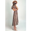 Midi šaty v etno štýle s volánovými rukávmi