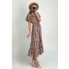 Midi šaty v etno štýle s volánovými rukávmi