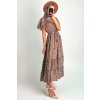 MIdi šaty v etno štýle s volánovými rukávmi