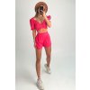 Komplet šórtiek a crop-topu s výšivkou cyklamenový
