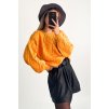 Retro oversize svetrík s puff rukávmi  oranžový