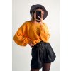 Retro oversize svetrík s puff rukávmi  oranžový