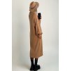 Dlhé oversize svetrové šaty z úpletu s puff rukávmi hnedé