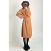 Dlhé oversize svetrové šaty z úpletu s puff rukávmi hnedé