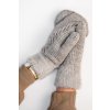 Zateplené úpletové rukavice s kožušinkou svetlosivé