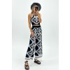 Komplet crop-top & flare nohavice z úpletu čierny