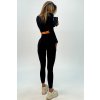 Komplet vrubkované push-up legíny s vysokým pásom a crop-top čierny