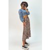 Lesklá dlhá sukňa s leopardím vzorom