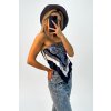 Bandeau top v šatkovom štýle tmavomodrý