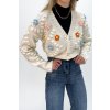 Krátky kardigán na zapínanie s 3D kvetinkami