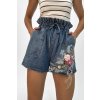 Džínsové šórtky s 3D výšivkou a vysokým pásom