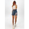 Džínsové šórtky s 3D výšivkou a vysokým pásom