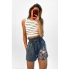 Džínsové šórtky s 3D výšivkou a vysokým pásom