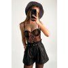 Korzetový bralet s čipkou čierny