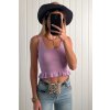 Tvarovaný croptop z úpletu fialový