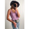 Tvarovaný croptop z úpletu fialový