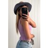 Tvarovaný croptop z úpletu fialový
