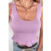 Tvarovaný croptop z úpletu fialový