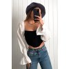 Čierno-biely crop-top s puff rukávmi
