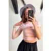 Crop-top s výrezmi ružový