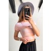 Crop-top s výrezmi ružový