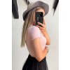 Crop-top s výrezmi ružový